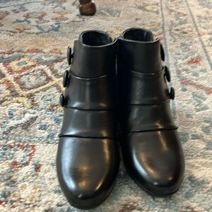 Black Leather Ankle Boots with Buckles